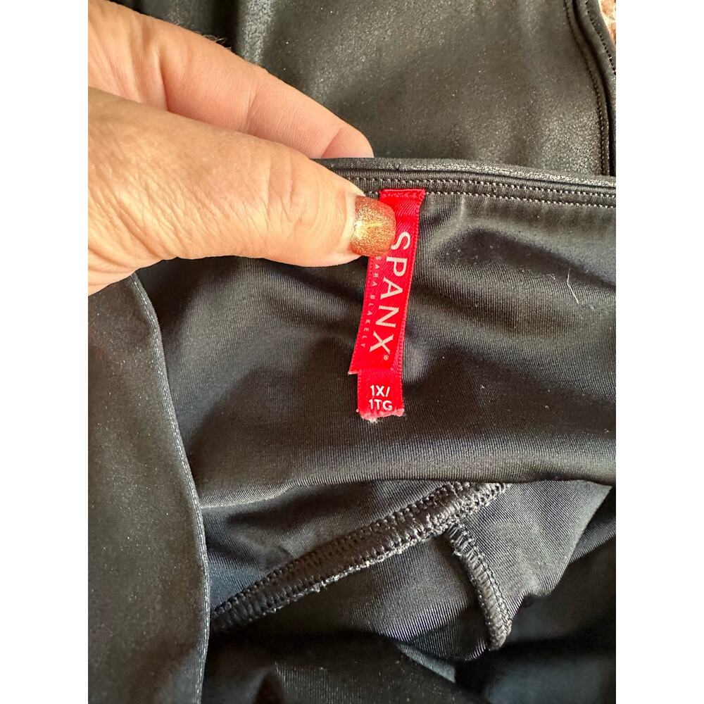Spanx Black Faux Leather Leggings 1XL Boho Minimalist Classic - Picture 14 of 15